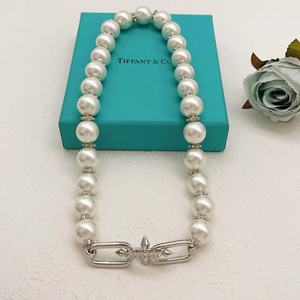 Tiffany & Co. Silver Pearl Stud Necklace